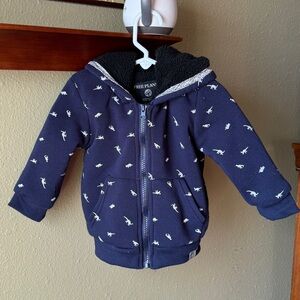 Free Planet Navy Dinosaur Print 2T Toddler Hoodie